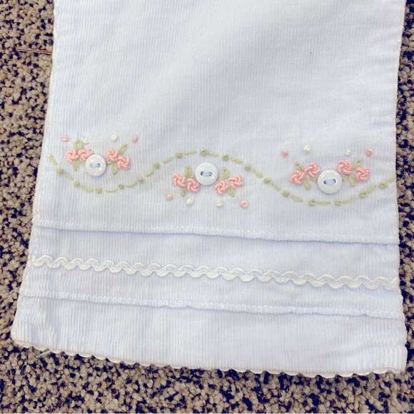 LAURA ASHLEY Baby Girl Light Blue Corduroy Floral Embroidered Zipper Pants 18 mo - Picture 3 of 10